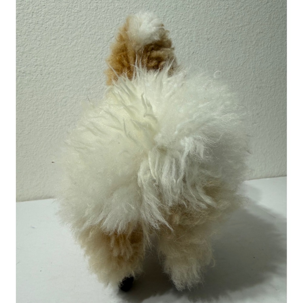 Handmade Genuine Alpaca Fur Plush Llama Figure Cream Tan 9 Inch Peru Folk Art - Picture 6 of 9